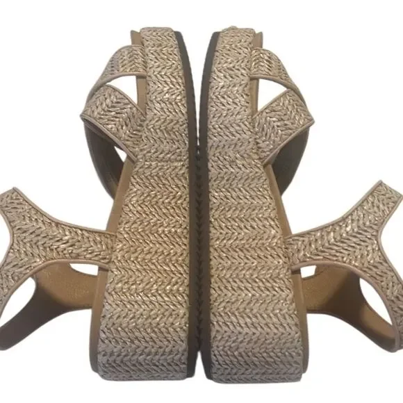 Lucky Brand Wagoo Woven Straw/Raffia Platform Buckle Sandals Size 7 - Picture 4 of 12